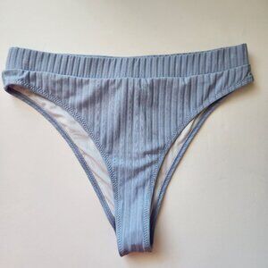 Light Blue Ribbed Womens Bikini Bottoms XL Nylon/Spandex Swimwear
